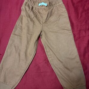 Carter's Tan Joggers with Blue Bow
